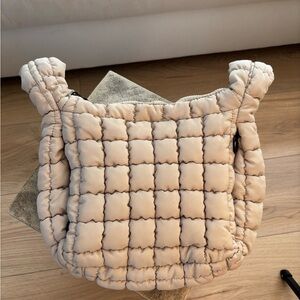 Street level Quilted Puffer Shoulder Bag in Light Beige